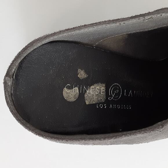 Chinese Laundry Shelbi Suede Mules Block Heel Elephant Gray Womens 8 Ankle Boot - Picture 10 of 11